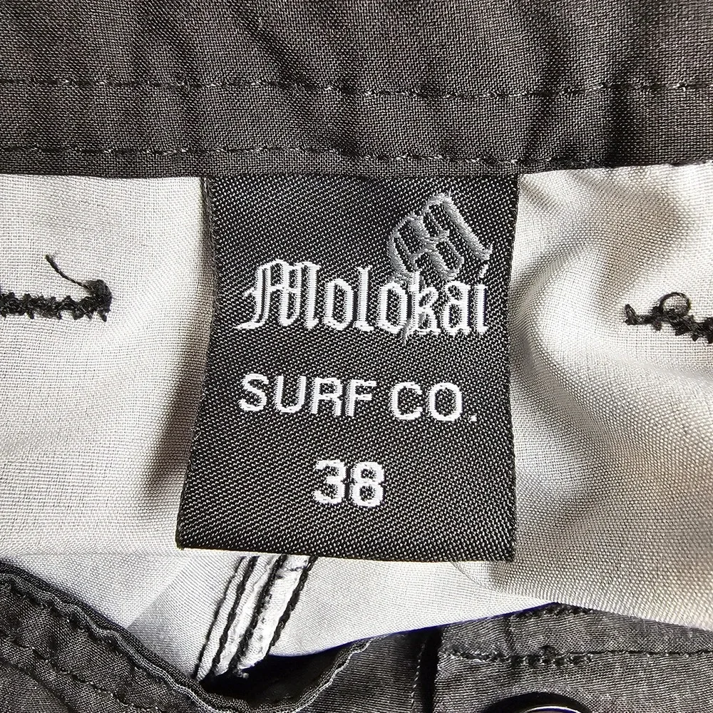 Molokai Surf Co Mens Board Shorts Size 38‎ Black Flat Front Lightweight Pockets
